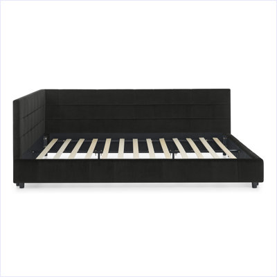 Queen Size Upholstered Tufted Bed Frame, Sofa Bed Frame With Comfortable Backrest And Armrests
