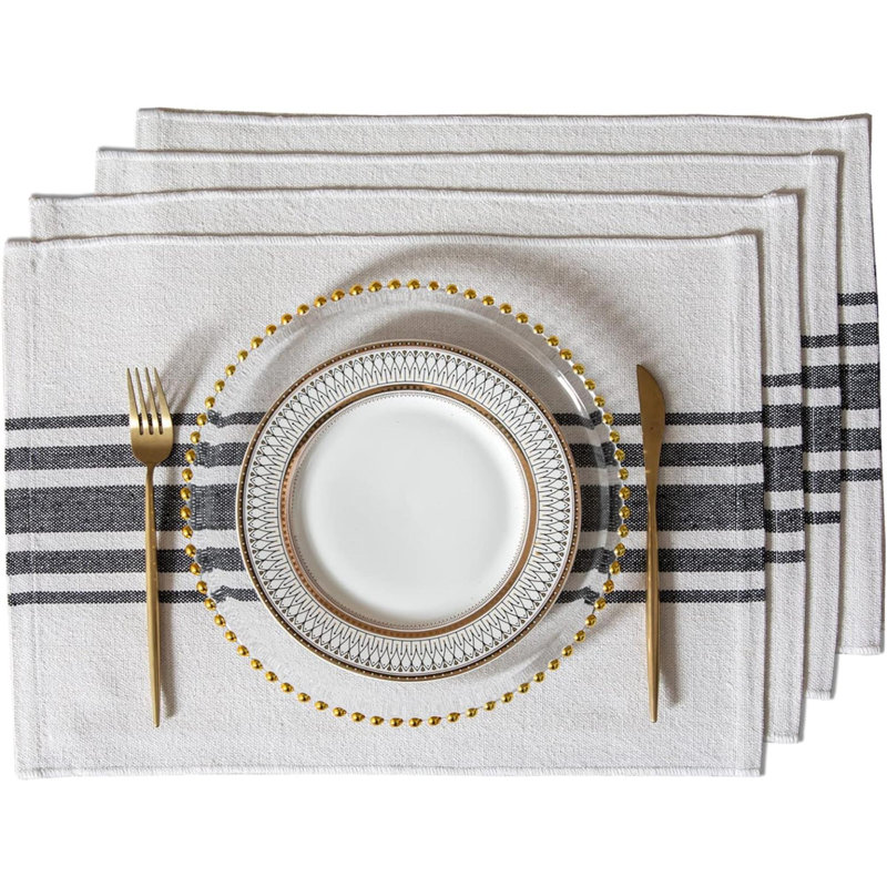 Napperon Groveton, Noir / beige