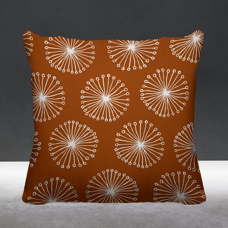 Coussin décoratif intérieur / extérieur Janis Dandelion, L 19 po x H 19 po, Orange brûlé