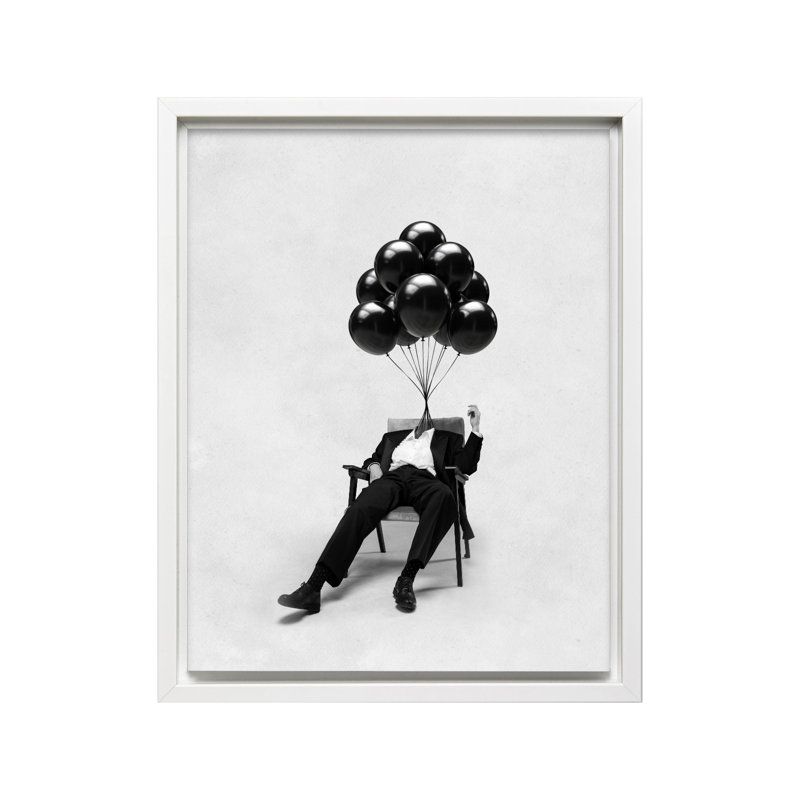 Ballon Gentleman, Canvas, 12"H x 16"W, White Framed
