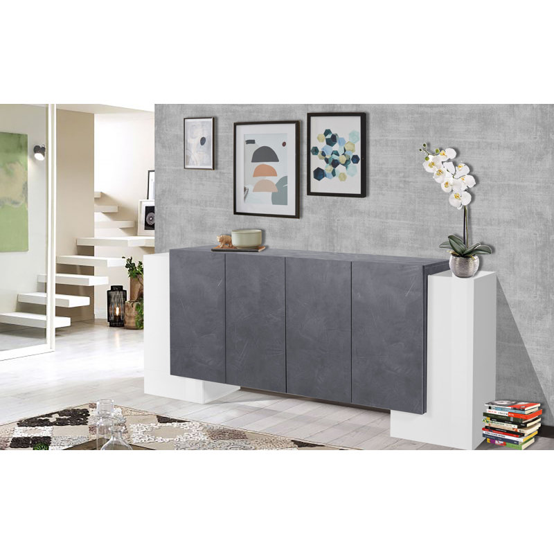 Meadowlands 210 Cm Wide Sideboard, White/Grey