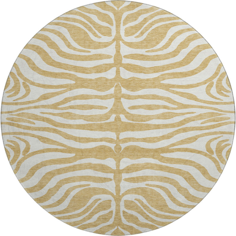 Premium Machine Washable Kian AMF1042 Animal Print Rug, Round 8'