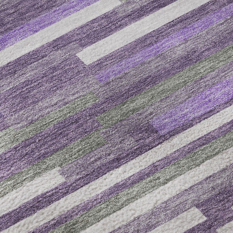 Tapis mauve de qualité supérieure lavable à la machine Prisco, Rectangle 2 pi 6 po x 3 pi 10 po