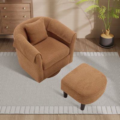 Fauteuil d'appoint pivotant avec repose-pieds en chenille