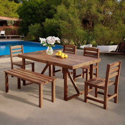 Nadelyn 6 - Person Rectangular Outdoor Dining Set,Patio Dining Set