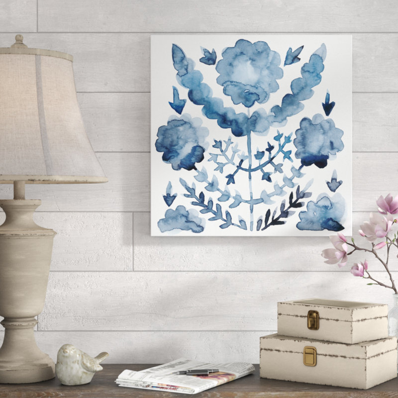 Indigo Ornament I by Chariklia Zarris - Wrapped Canvas Painting, 51cm H x 51cm W