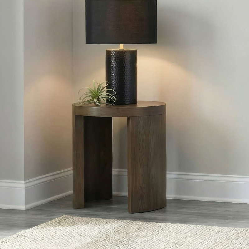 23.9" W Transitional End Table, Brown, Brown