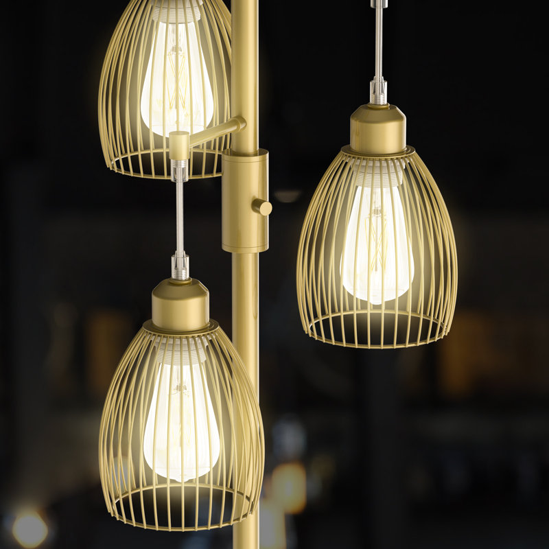 Milene 70" Tree Floor Lamp with 3 Bulbs Included, Gold