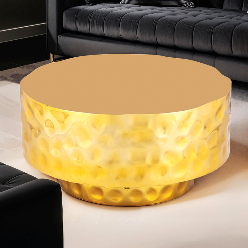 Metal Coffee Table, Living Room Round Table, Gold