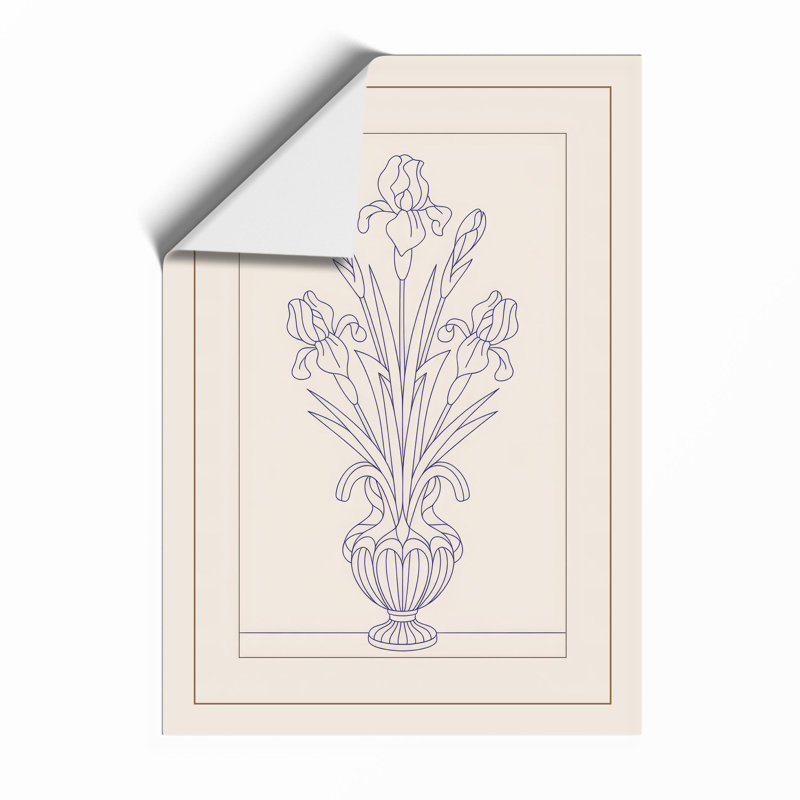 Irises in Classical Urn Botanical - Framed Print, A2 - 59.4 x 42.0 cm, Unframed
