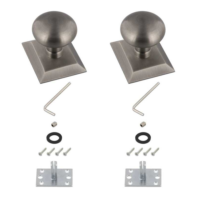 Grandeur Fifth Avenue Square Rosette Double Dummy with Fifth Avenue Knob, Antique Pewter