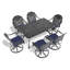 Ensemble de salle à manger 7 pièces en fonte d'aluminium toutes saisons, comprenant 6 chaises pivotantes et une table rectangulaire avec cadre noir (même référence: W1710S00462)-1902412503