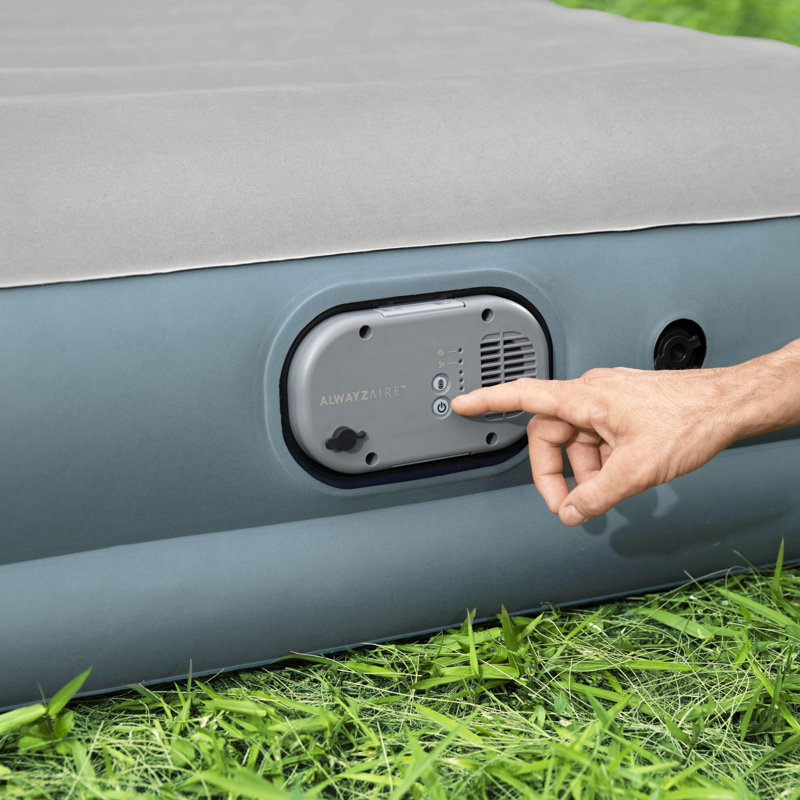 Gray Queen Inflatable Air Mattress with Rechargeable Pump