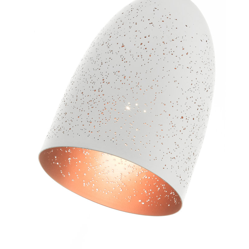 Luminaire suspendu en forme de dôme à 1 lumière Ashkon, Blanc, H 80 po x l 5,5 po x P 5,5 po