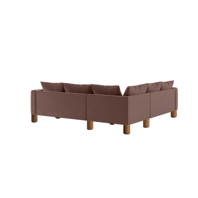 Essential 5-Seat Corner Sectional, Dusty Rose Recycled Velvet, Cylinder