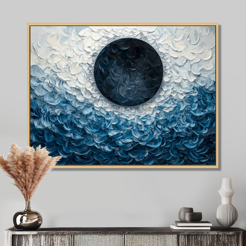 Wingert Eclipse Moon on Coastal Reflection I - lune, art mural, H 34 po x l 44 po, Impression encadrée flottante, Blanc