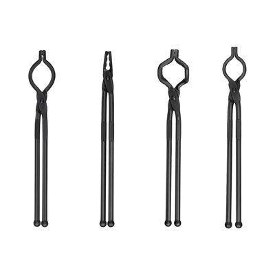 Blacksmith Tongs, 18 in 4 PCS, V-Bit Bolt Tongs, Wolf Jaw Tongs, Z V-Bit Tongs and Gripping Tongs, Carbon Steel Forge Tongs with A3 Steel Rivets, for Beginner and Seasoned Blacksmiths, Bladesmiths