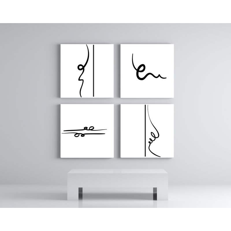 Lines - 4 Piece Print on Canvas, 30cm H x 30cm W x 8cm D