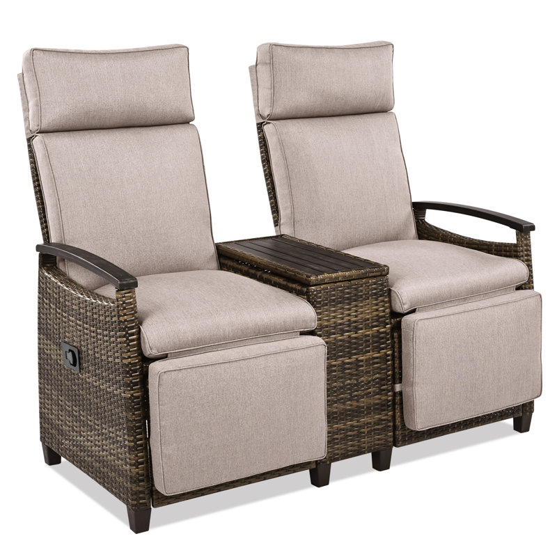 Causeuse inclinable avec table de rangement Hank, Brun, Brun