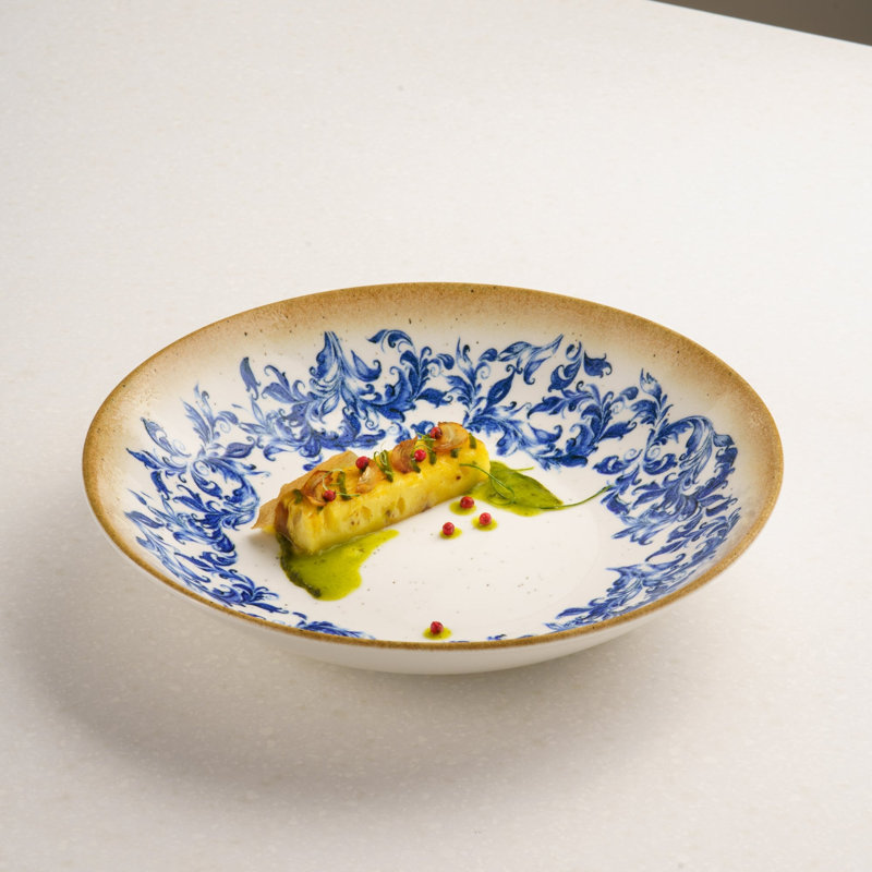 Cruise-Amalfi Premium Porcelain Round Cous Cous Deep Plate | 10.23" |  Microwave & Dishwasher Safe