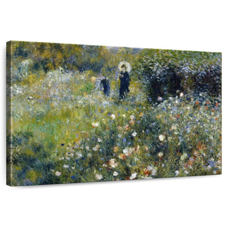 Alvord, femme avec un parasol dans un jardin, H 34 po x l 51 po