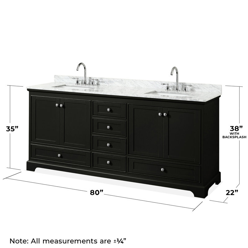 Ensemble de meuble-lavabo double 80 "Deborah, Expresso sombre, Chrome poli