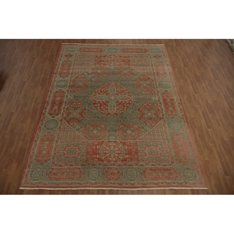 Grand tapis décoratif Oushak 10 x 14 avec motif géométrique
