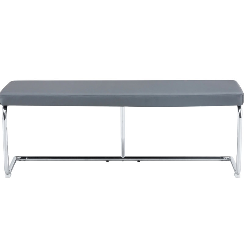 Banc contemporain en métal gris de 51,5 po pour la chambre à coucher et la salle d'étude - Assemblage facile du matériau de la cuisine