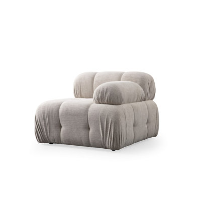 Elegant 1-Seat Sofa, Cream Color, 37.4 x 37.4 x 29.5 inches | Sturdy Beech Wood & Chipboard Frame, Soft 100% Polyester Fabric, Includes Pillows | Comfortable 28 DNS Grey Foam & 24 DNS Feather Support, Ideal for Living Room
