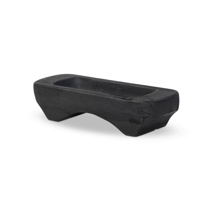 Silla Solid Wood Decorative Bowl, Distressed Black Sal