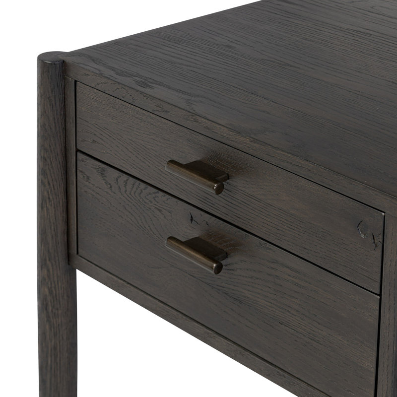 Glenview Solid Wood Writing Desk, Smoked Black Oak