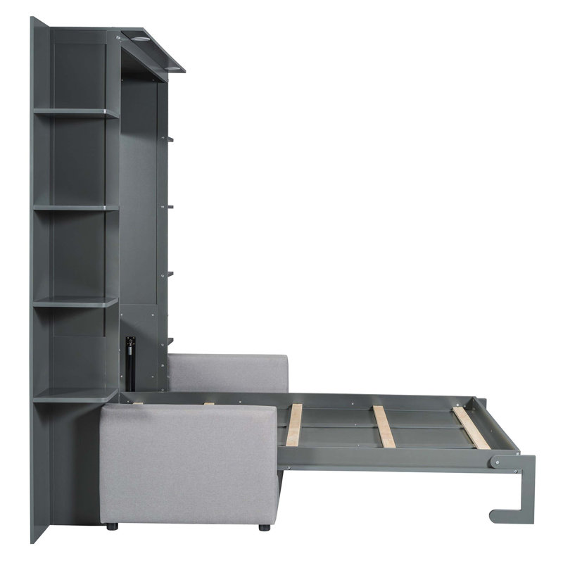 Wall Murphy Bed Paired with Upholstered Sofa