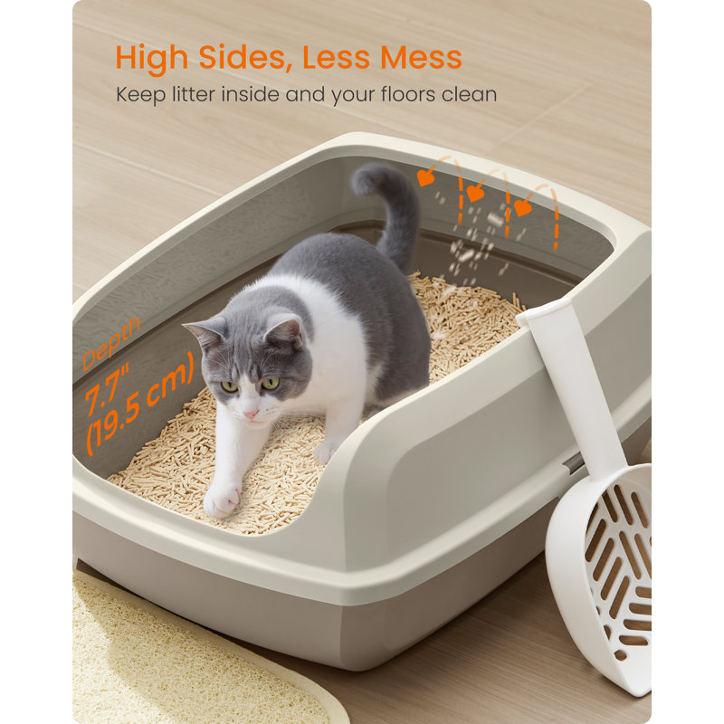 Polypropylene Litter Box, 19.5cm H x 37.5cm W x 50.5cm D, White