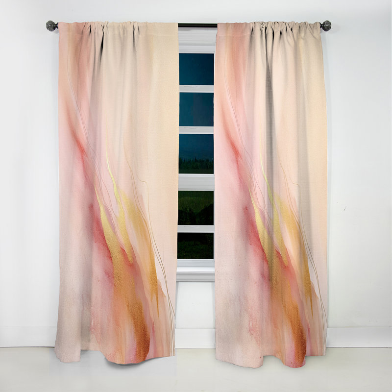 Rose et or Enchanted Spills V - rideau abstrait - rideau occultant - 1 panneaux, L 52 po x L 95 po