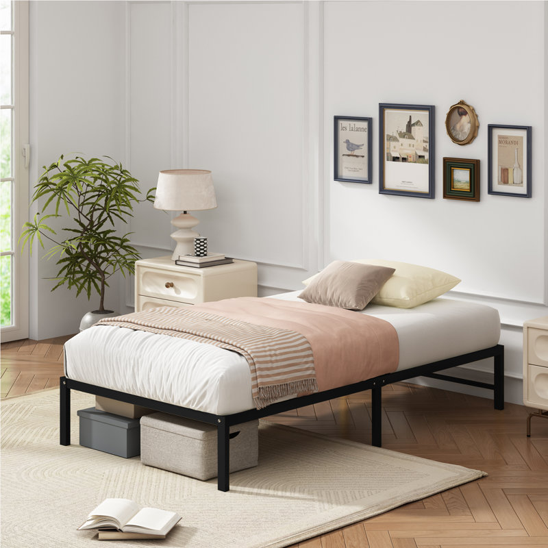 Metal Platform Bed Frame, Twin, Black