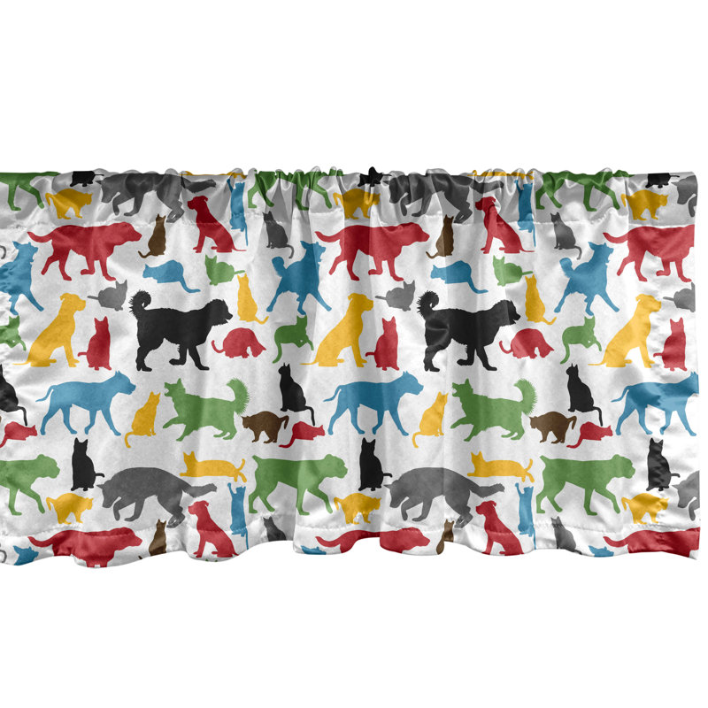 Cantonnière Ambesonne, ensemble de 2 chats et chiens colorés, L 54 po x L 12 po