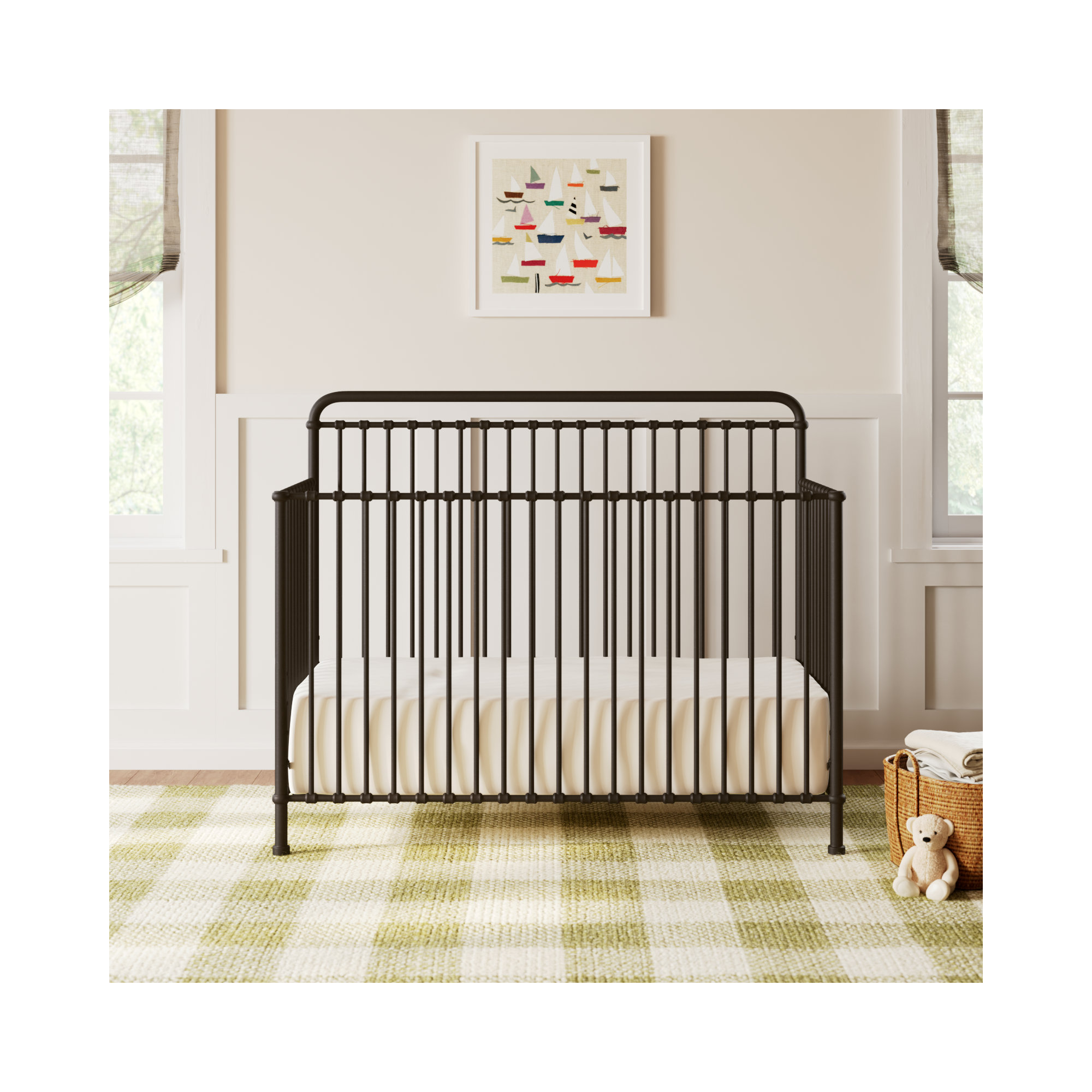 Winston 4-Conversion Steel Convertible Crib , Vintage Iron