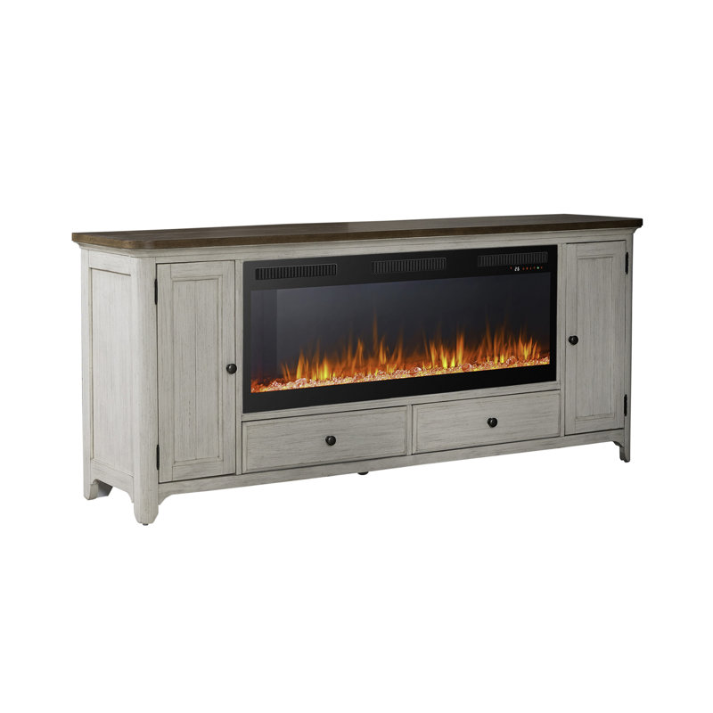 Console télé Harlowe 80 po avec foyer, Tanné