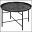 Table basse ronde de 24 po avec plateau martelé, design en métal rétro pour une décoration élégante-1401610888