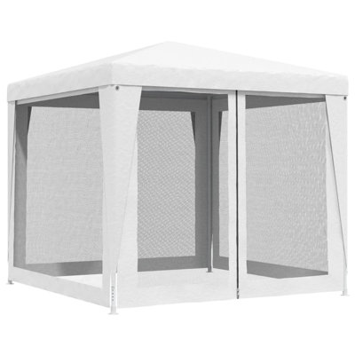 Party Tent with 4 Mesh Sidewalls White 8.2 x 8.2 ft Outdoor Party Canopy