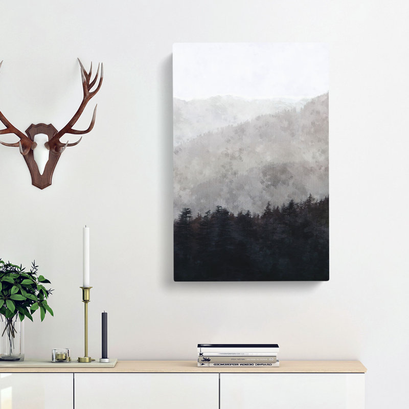 Mountain Behind The Forest Layers - Wrapped Canvas Painting, 91cm H x 60cm W x 3cm D
