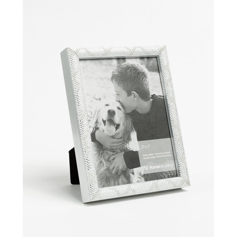 Wood Embossed Picture Frame, Silver, 5" x 7"