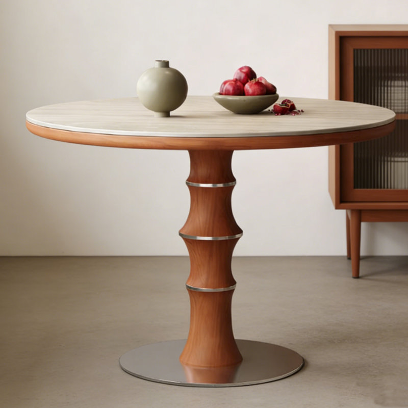 Table ronde unique en forme de pieds en bambou, H 29,52 po x L 43,3 po x l 43,3 po