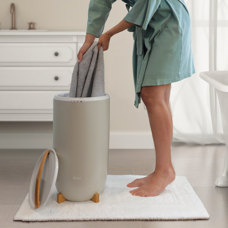 Gray and Bamboo 20L Floor-Standing Towel Warmer