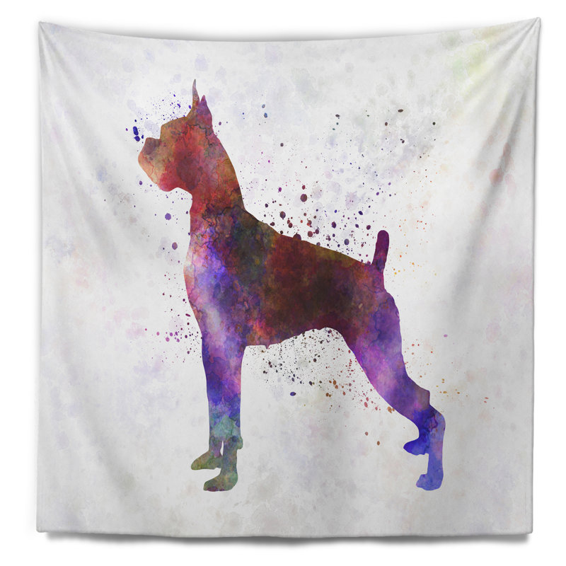 Boxer en tapisserie aquarelle Animal, H 32 po x l 39 po