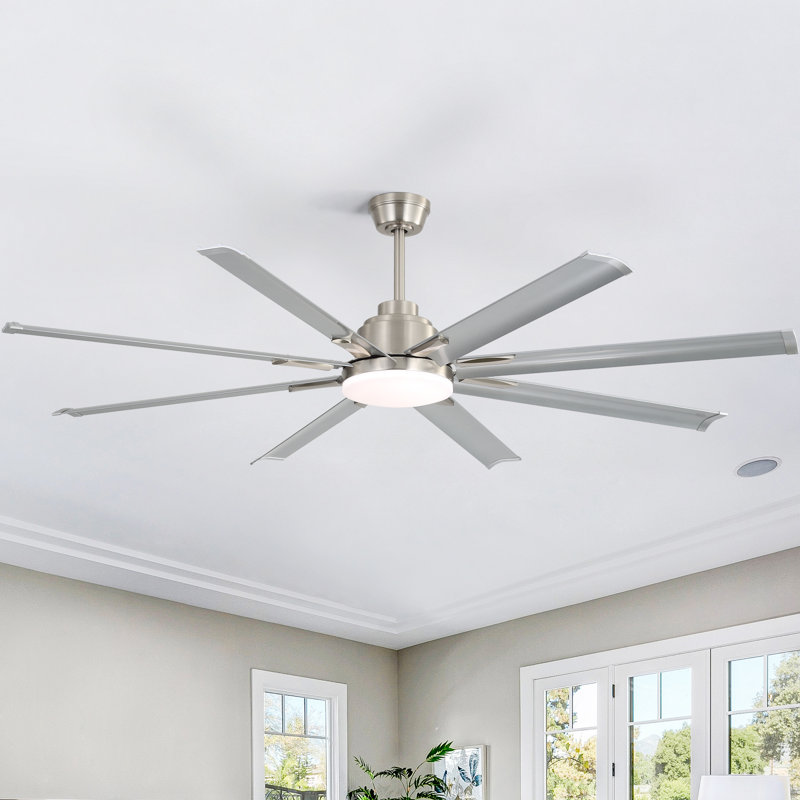 Brixham 8-Blade LED Ceiling Fan, 72", Brushed Nickel with Silver Blades