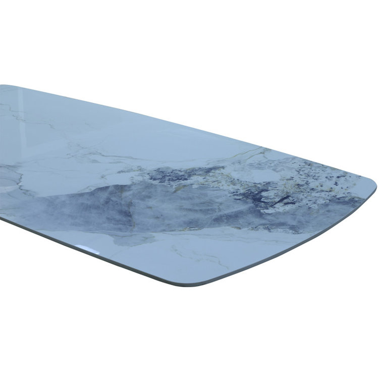 Luxury Rectangle Dining Table - Durable Stone Surface with Artistic Steel Legs