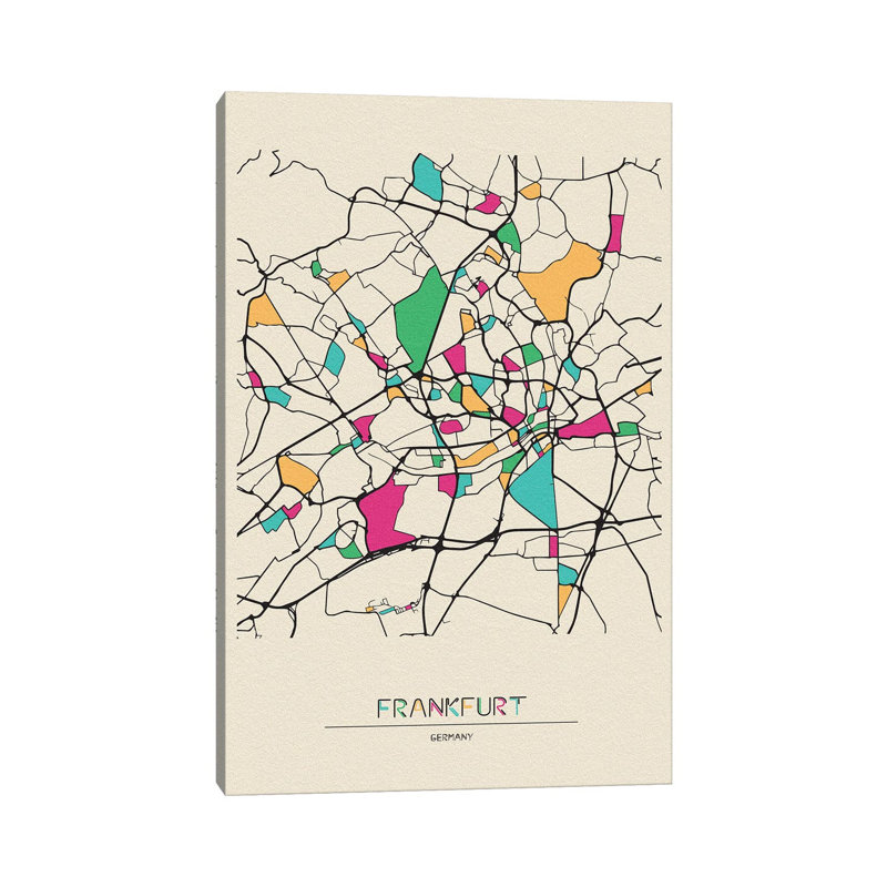 Frankfurt, Germany Map - Wrapped Canvas Print