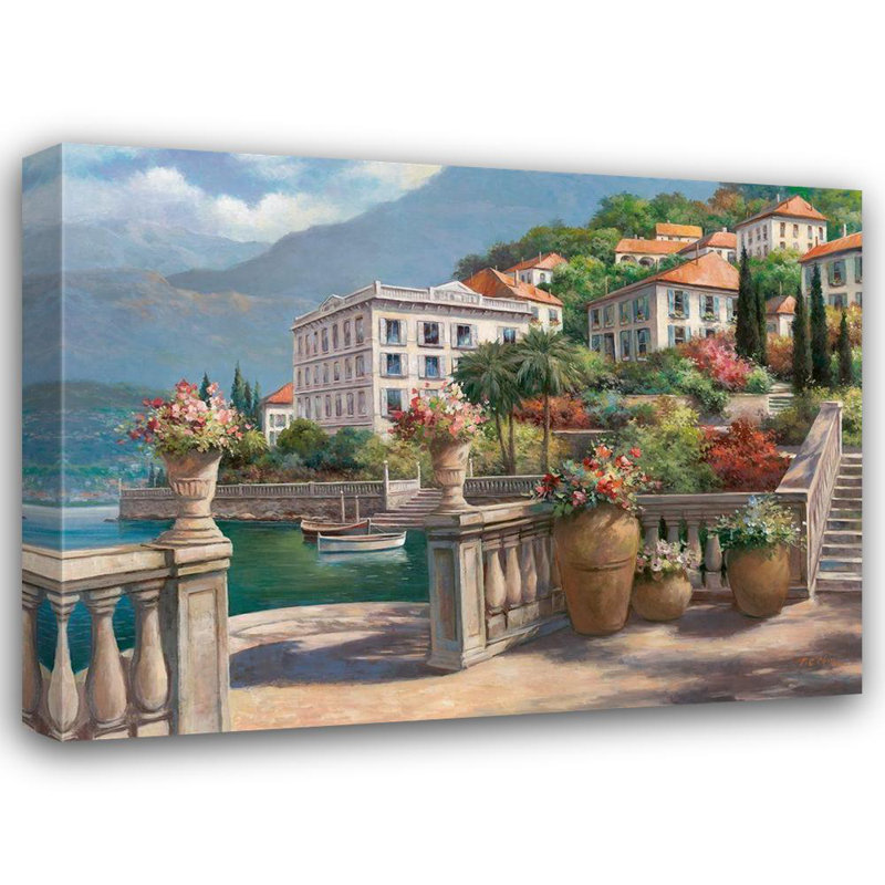 Art Direct Chiu, T.C. Toile tendue avec châssis: Lago di Como II, H 36 po x l 47 po