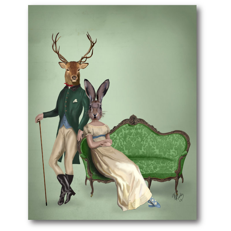 Reproduction d’art sur toile tendue mr. cerf et mme. lapin.